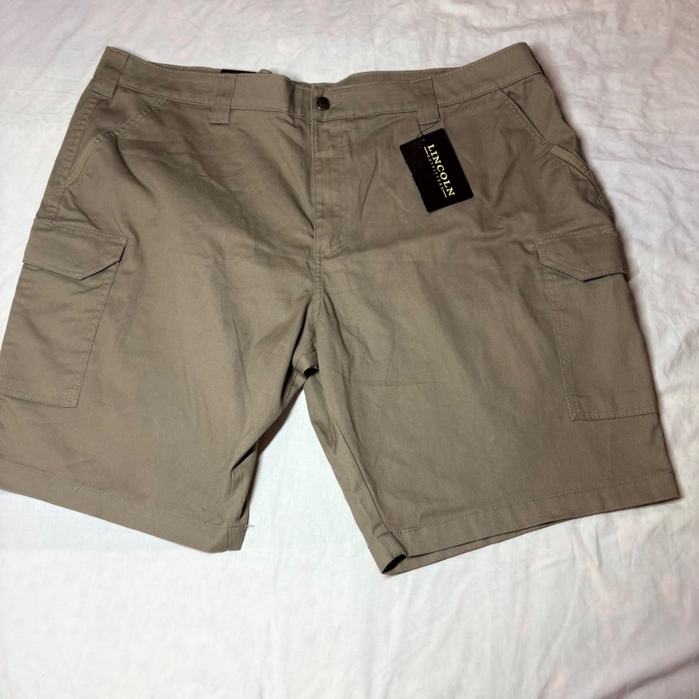 Lincoln Outfitters Mens Khaki Twill Cargo Shorts Size 46 NWT 18423 Workwear